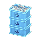 stacked fish containers - Light blue X Anchor