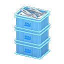 stacked fish containers - Light blue X Logo