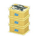 stacked fish containers - Yellow X Logo