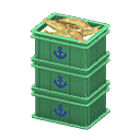 stacked fish containers - Green X Anchor