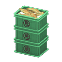 stacked fish containers - Green X Sakana