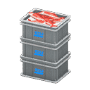 stacked fish containers - Gray X Logo