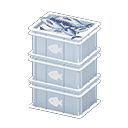 stacked fish containers - White X Fish