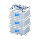 stacked fish containers - White X Logo