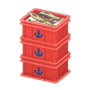 stacked fish containers - Red X Anchor