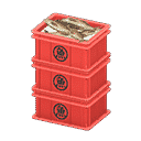 stacked fish containers - Red X Sakana