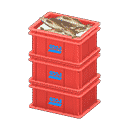 stacked fish containers - Red X Logo