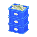 stacked fish containers - Blue X Fish