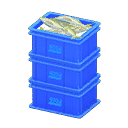 stacked fish containers - Blue X Logo