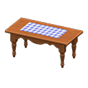 ranch tea table - Dark brown X Blue gingham