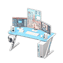 gaming desk - Light blue X Online roleplaying game